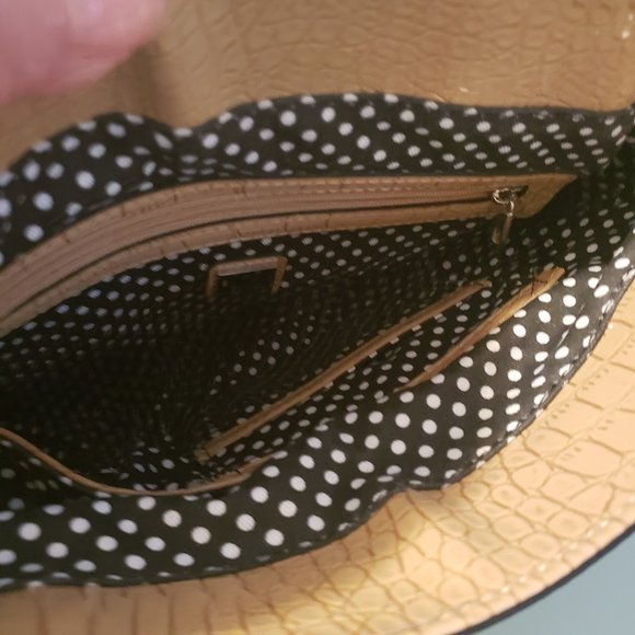 Guess Alligator Crocodile Handbag tote brown white NWT - Picture 5 of 6